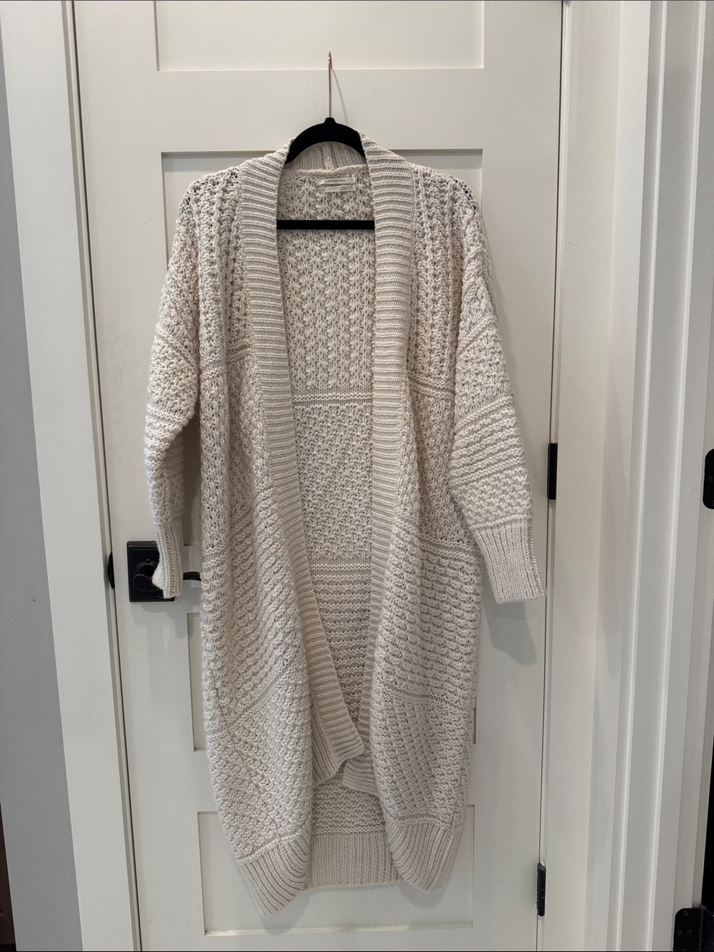 Anthropologie Cozy Open-Front Cream Knit Cardigan Sweater
